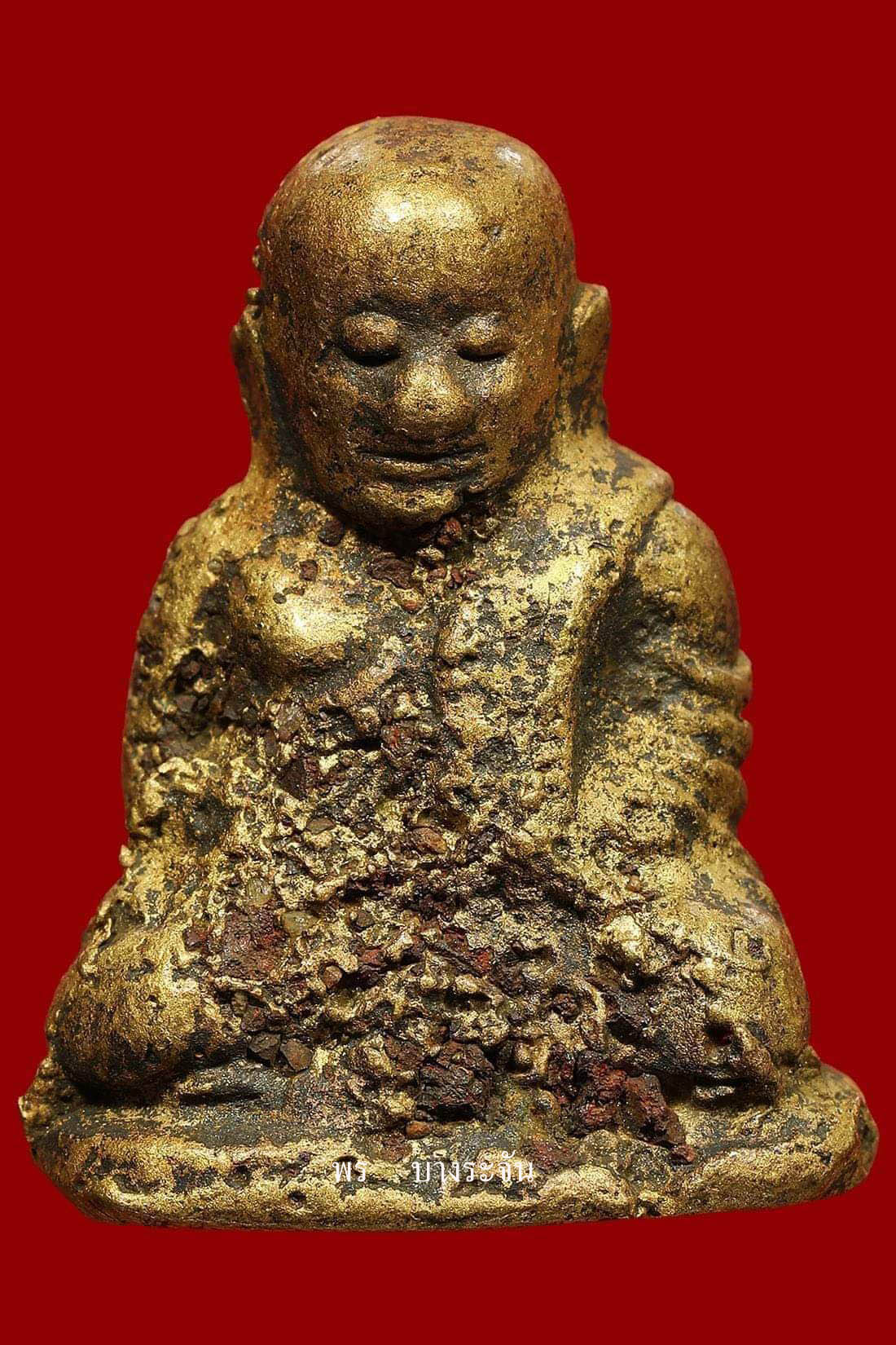 รูปหล่อหลวงพ่อเงินบางคลาน พิมพ์นิยมแบบมีแร่เห็นพระธาตุ -  เมล็ดทราย phra lp ngern statue wat bangklan antique talisman old thai buddha amulet 銮菩银 财佛, 鑾菩銀 大師